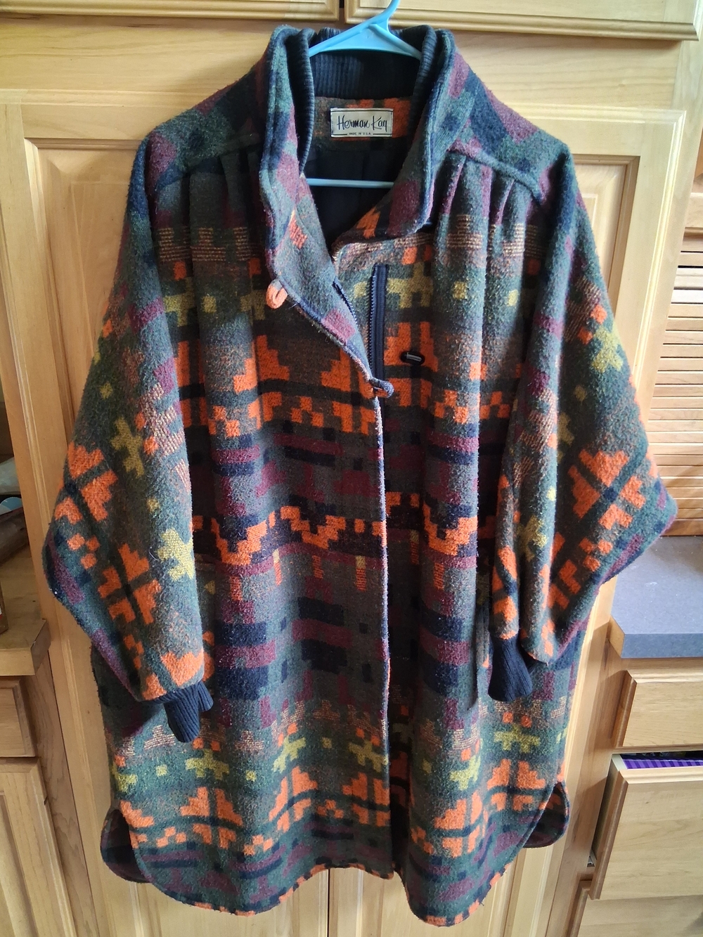 Vintage Herman Kay Coat Wool Blend Aztec Boho